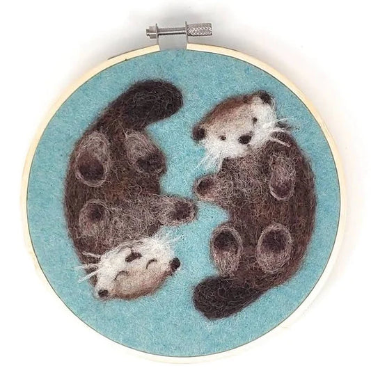 The Crafty Kit Company: Otters in a Hoop Needle Felting Craft Kit