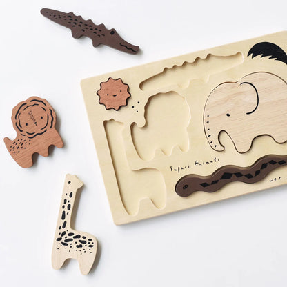 Wee Gallery Wooden Tray Puzzle - Safari Animals