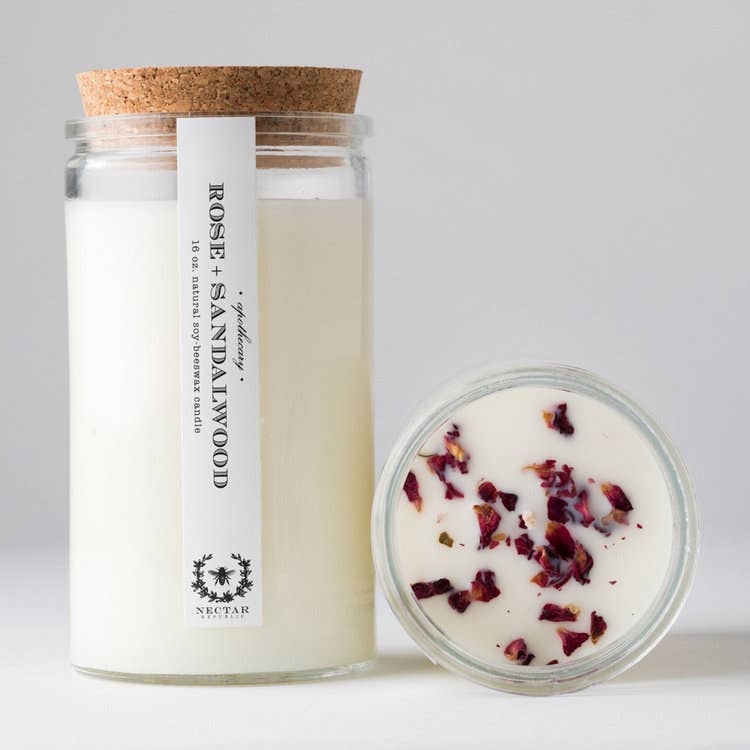 Nectar Republic: Rose Sandalwood : Apothecary Candle ( Grounding )