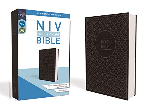 NIV, Value Thinline Bible, Leathersoft, Gray/Black, Comfort Print