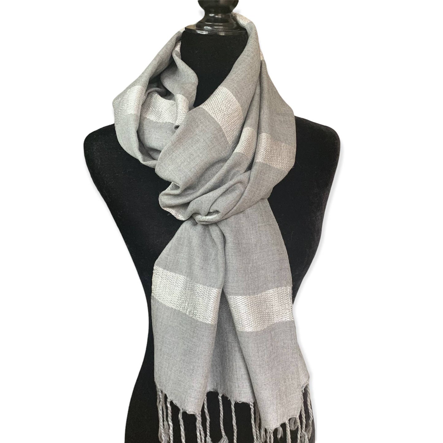 Helyat Handwoven Bamboo Viscose Scarf - Silver