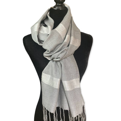 Helyat Handwoven Bamboo Viscose Scarf - Silver