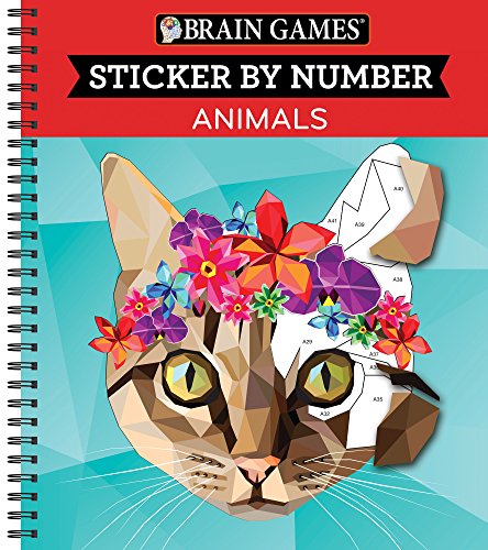 Brain Games - Sticker by Number: Animals (Geometric Stickers)