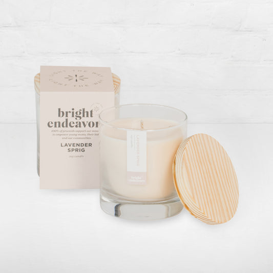 Bright Endeavors Candle: Lavender Sprig Soy Candle (9 oz. Glass)