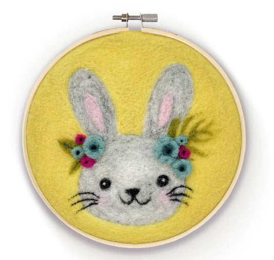 The Crafty Kit Company: Floral Bunny in a Hoop Needle Felting Craft Kit