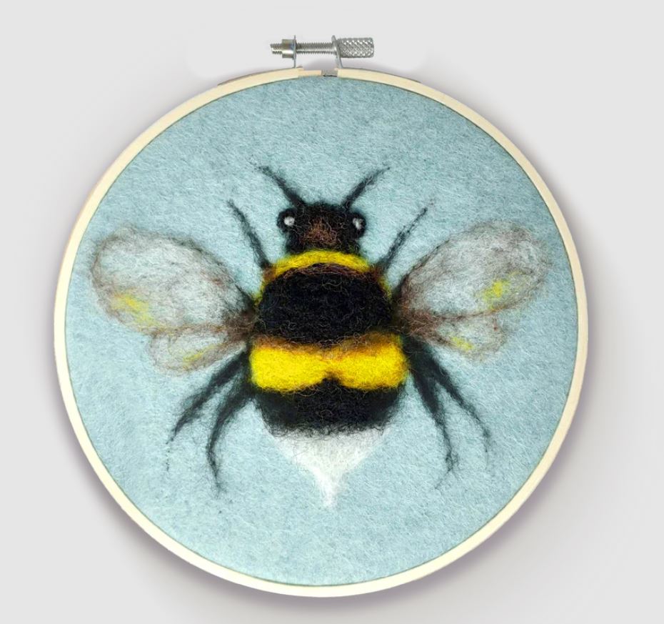 The Crafty Kit Company: Bee in a Hoop Needle Felting Craft Kit