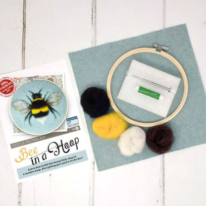 The Crafty Kit Company: Bee in a Hoop Needle Felting Craft Kit