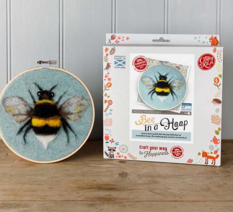 The Crafty Kit Company: Bee in a Hoop Needle Felting Craft Kit
