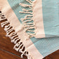Balthazar & Rose Hand Towels: White Strip Weave Turquoise