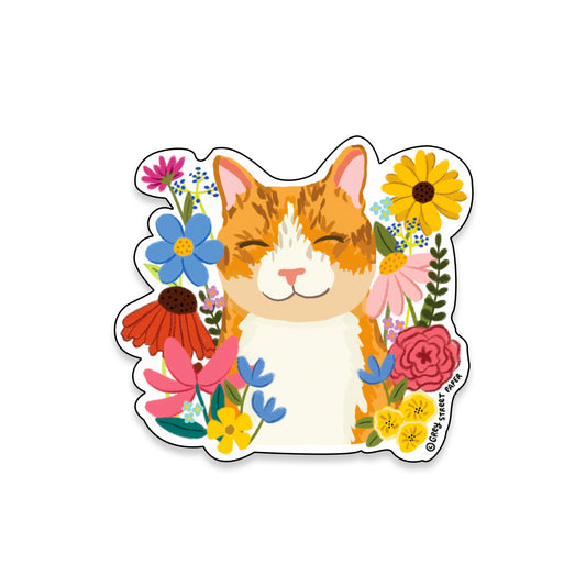 Grey Street Paper: Flower Cat Sticker