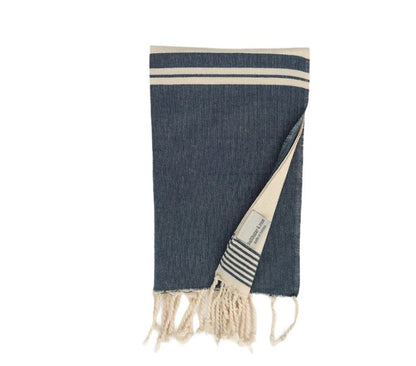 Balthazar & Rose Hand Towels: Flat Asymmetric Navy Blue