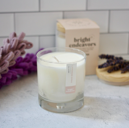 Bright Endeavors Candle: Lavender Sprig Soy Candle (9 oz. Glass)